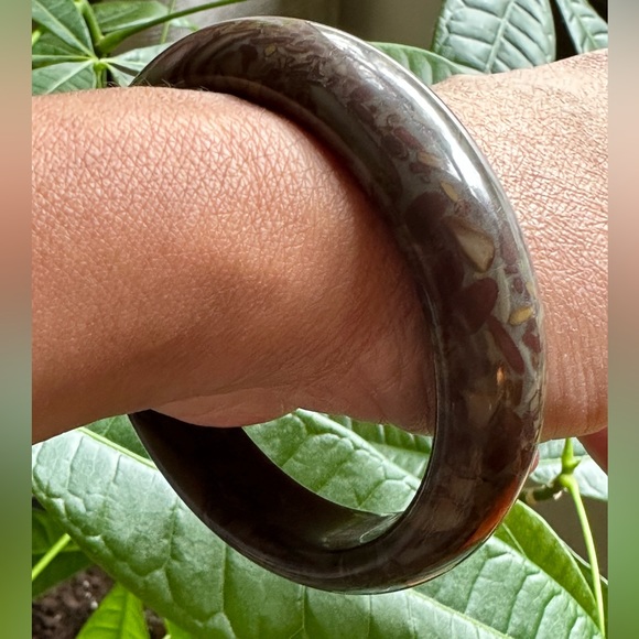 🔥🌟 STUNNING 🌟🔥 Natural Brown Red Jade Bangle Bracelet APPROX 6.67-7.5 size - Picture 5 of 9
